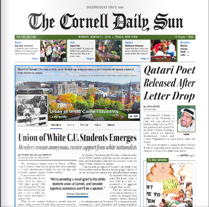 Cornell Daily Sun: We Will Not Report About What Is Currently On Our ...